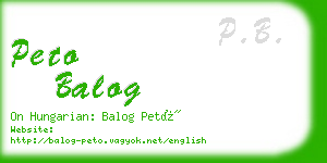 peto balog business card